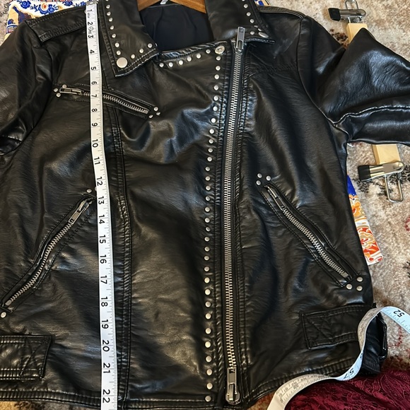 Free People Faux Leather Studded Motorcycle Jacket - Picture 6 of 9
